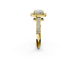 Yellow gold Cushion Cut Halo Diamond Pave Band with Four-Prong Setting_53