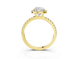 Yellow gold Cushion Cut Halo Diamond Pave Band with Prong Setting_11