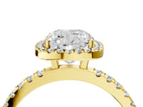Yellow gold Cushion Cut Halo Diamond Pave Band with Prong Setting_12