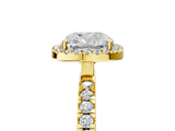 Yellow gold Cushion Cut Halo Diamond Pave Band with Prong Setting_13