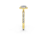 Yellow gold Cushion Cut Halo Diamond Pave Band with Prong Setting_2