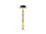 Yellow gold Cushion Cut Halo Diamond Pave Band with Prong Setting_2