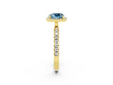Yellow gold Cushion Cut Halo Diamond Pave Band with Prong Setting_2