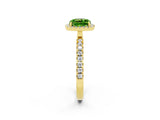 Yellow gold Cushion Cut Halo Diamond Pave Band with Prong Setting_2