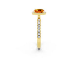 Yellow gold Cushion Cut Halo Diamond Pave Band with Prong Setting_2