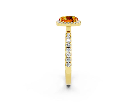 Yellow gold Cushion Cut Halo Diamond Pave Band with Prong Setting_2