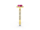 Yellow gold Cushion Cut Halo Diamond Pave Band with Prong Setting_2