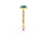 Yellow gold Cushion Cut Halo Diamond Pave Band with Prong Setting_2