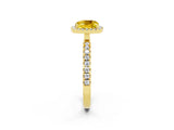 Yellow gold Cushion Cut Halo Diamond Pave Band with Prong Setting_2
