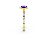 Yellow gold Cushion Cut Halo Diamond Pave Band with Prong Setting_2