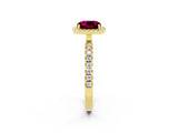 Yellow gold Cushion Cut Halo Diamond Pave Band with Prong Setting_2