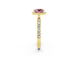 Yellow gold Cushion Cut Halo Diamond Pave Band with Prong Setting_2