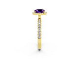 Yellow gold Cushion Cut Halo Diamond Pave Band with Prong Setting_2