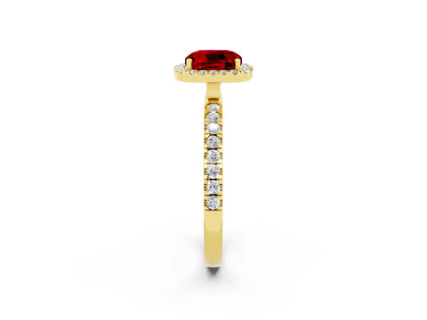 Yellow gold Cushion Cut Halo Diamond Pave Band with Prong Setting_2
