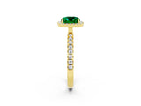 Yellow gold Cushion Cut Halo Diamond Pave Band with Prong Setting_2