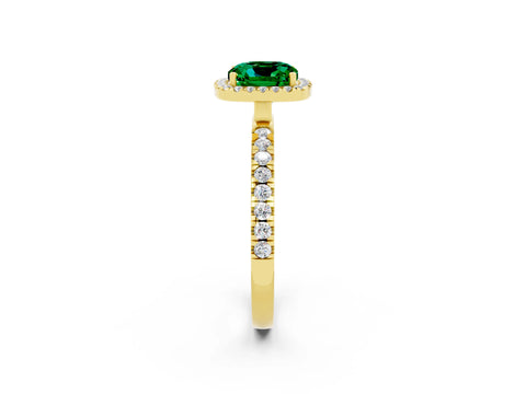 Yellow gold Cushion Cut Halo Diamond Pave Band with Prong Setting_2
