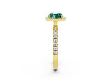 Yellow gold Cushion Cut Halo Diamond Pave Band with Prong Setting_2