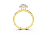 Yellow gold Cushion Cut Halo Diamond Pave Band with Prong Setting_3