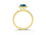 Yellow gold Cushion Cut Halo Diamond Pave Band with Prong Setting_3