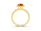 Yellow gold Cushion Cut Halo Diamond Pave Band with Prong Setting_3