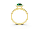 Yellow gold Cushion Cut Halo Diamond Pave Band with Prong Setting_3