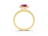 Yellow gold Cushion Cut Halo Diamond Pave Band with Prong Setting_3