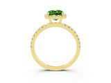 Yellow gold Cushion Cut Halo Diamond Pave Band with Prong Setting_3