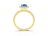 Yellow gold Cushion Cut Halo Diamond Pave Band with Prong Setting_3