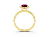 Yellow gold Cushion Cut Halo Diamond Pave Band with Prong Setting_3