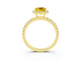 Yellow gold Cushion Cut Halo Diamond Pave Band with Prong Setting_3