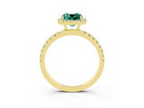 Yellow gold Cushion Cut Halo Diamond Pave Band with Prong Setting_3
