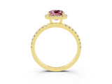 Yellow gold Cushion Cut Halo Diamond Pave Band with Prong Setting_3