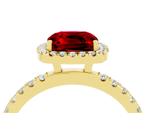 Yellow gold Cushion Cut Halo Diamond Pave Band with Prong Setting_4