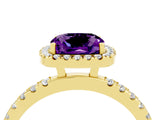 Yellow gold Cushion Cut Halo Diamond Pave Band with Prong Setting_4