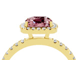 Yellow gold Cushion Cut Halo Diamond Pave Band with Prong Setting_4