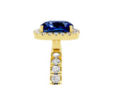 Yellow gold Cushion Cut Halo Diamond Pave Band with Prong Setting_5