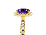 Yellow gold Cushion Cut Halo Diamond Pave Band with Prong Setting_5