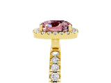 Yellow gold Cushion Cut Halo Diamond Pave Band with Prong Setting_5