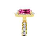 Yellow gold Cushion Cut Halo Diamond Pave Band with Prong Setting_5