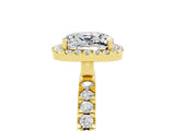 Yellow gold Cushion Cut Halo Diamond Pave Band with Prong Setting_5