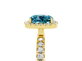 Yellow gold Cushion Cut Halo Diamond Pave Band with Prong Setting_5