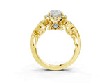 Yellow gold Cushion Cut Halo Diamond Ring with Milgrain and Bezel Accents on a Split Shank Band_30