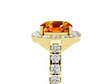 Yellow gold Cushion Cut Halo Diamond Ring with Pavé Band and Three-Prong Setting_5