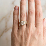 Yellow gold Cushion Cut Halo Diamond Ring with Round  Split Shank and Prong Setting_164