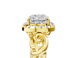 Yellow gold Cushion Cut Halo Diamond Ring with Scrollwork Band and Four-Prong Setting_62