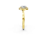 Yellow gold Cushion Cut Halo Diamond Ring with Solitaire Band and Prong Setting_15
