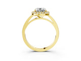 Yellow gold Cushion Cut Halo Diamond Ring with Solitaire Band and Prong Setting_16
