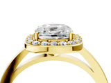 Yellow gold Cushion Cut Halo Diamond Ring with Solitaire Band and Prong Setting_17
