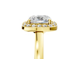 Yellow gold Cushion Cut Halo Diamond Ring with Solitaire Band and Prong Setting_18