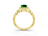Yellow gold Cushion Cut Halo Diamond Solitaire with Filigree Band and Four-Prong Setting_3